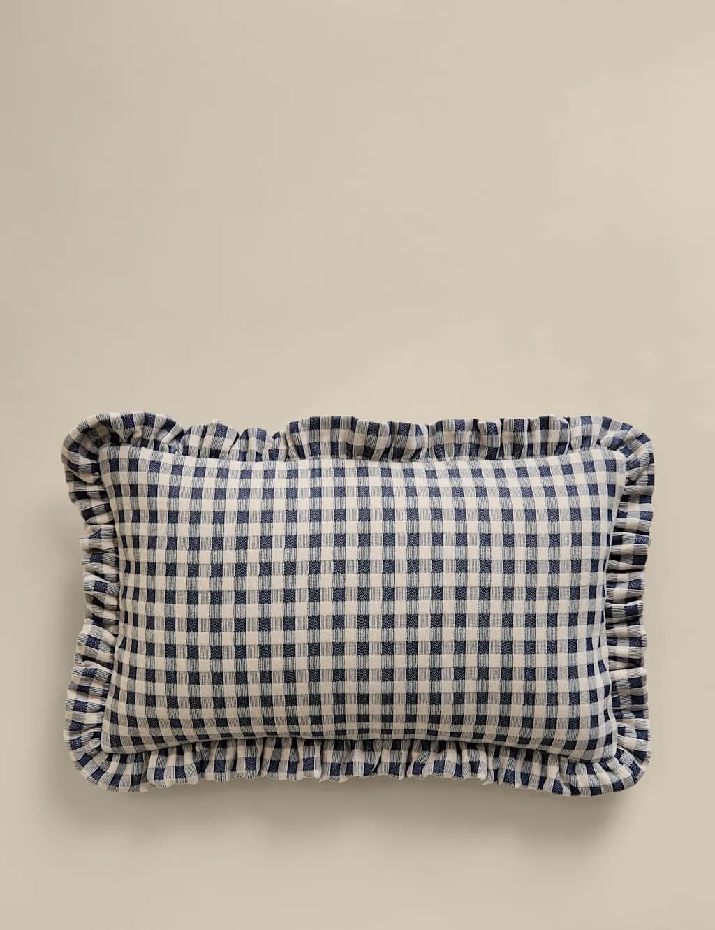 M&S Chenille Woven Gingham Bolster Cushion Blue Mix