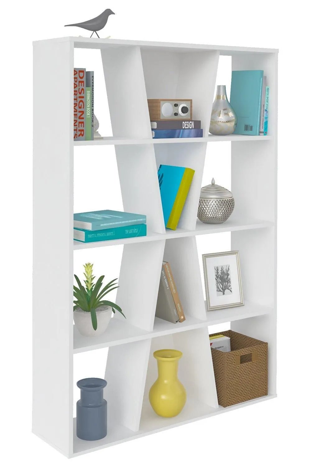 Seconique Naples Medium Bookcase in White 5