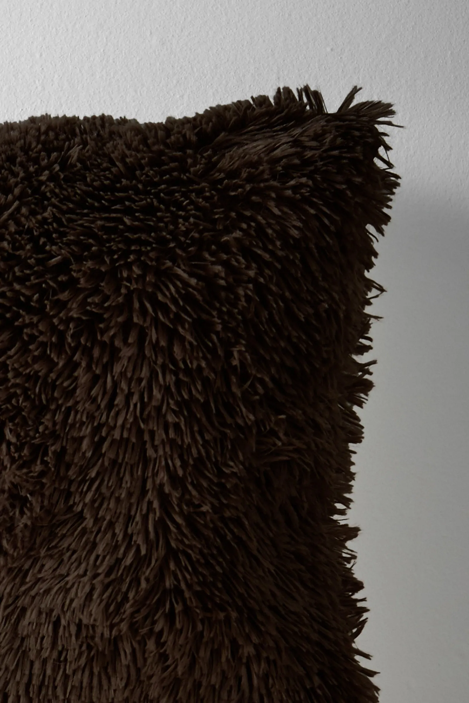 Catherine Lansfield 'Cuddly' Faux Fur Cushion in Chocolate 4