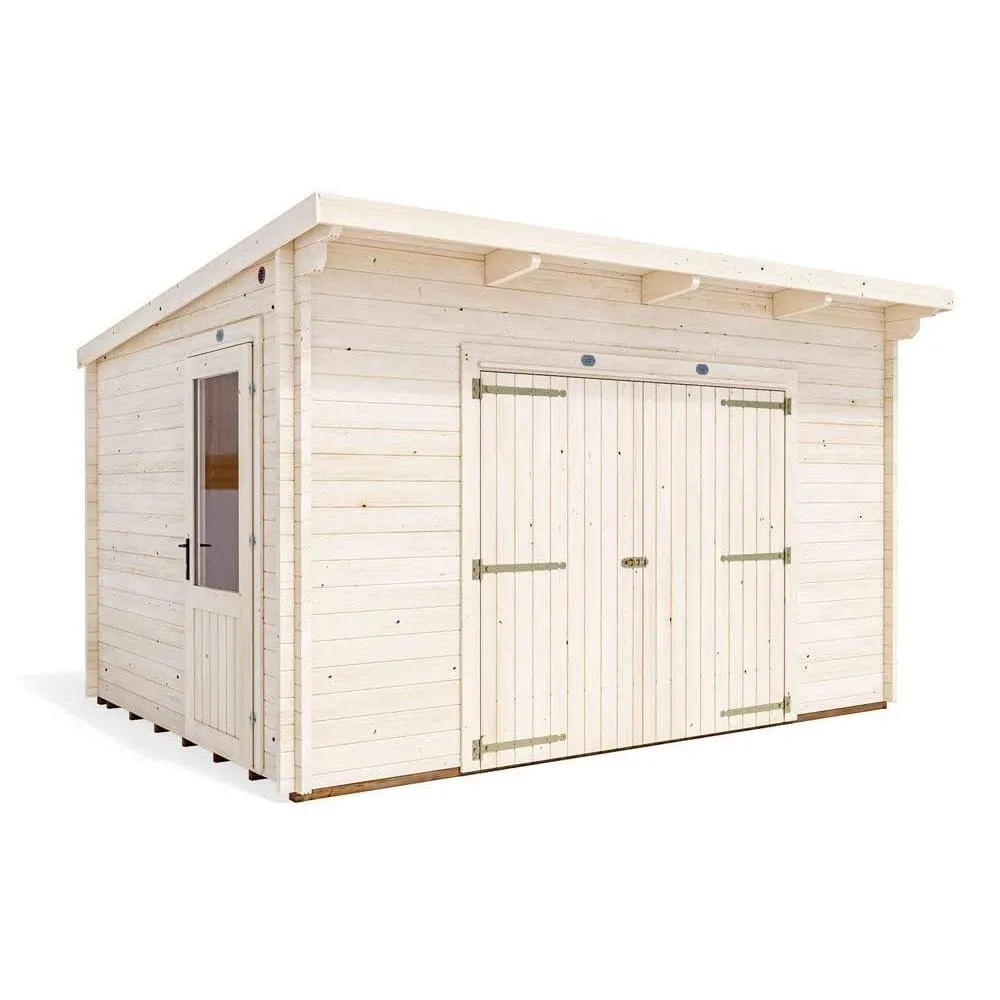 Dunster House Garden Log Cabin 4m x 3m 24mm Double-Glazing, Superfelt Included in Natural
