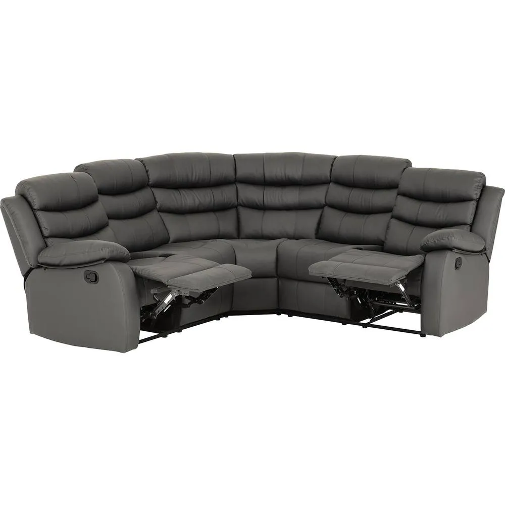 Seconique Roma Corner Recliner Sofa Grey Faux Leather 3