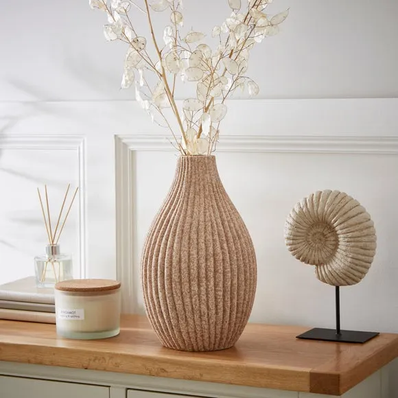 Ribbed Stone Bottle Vase 1