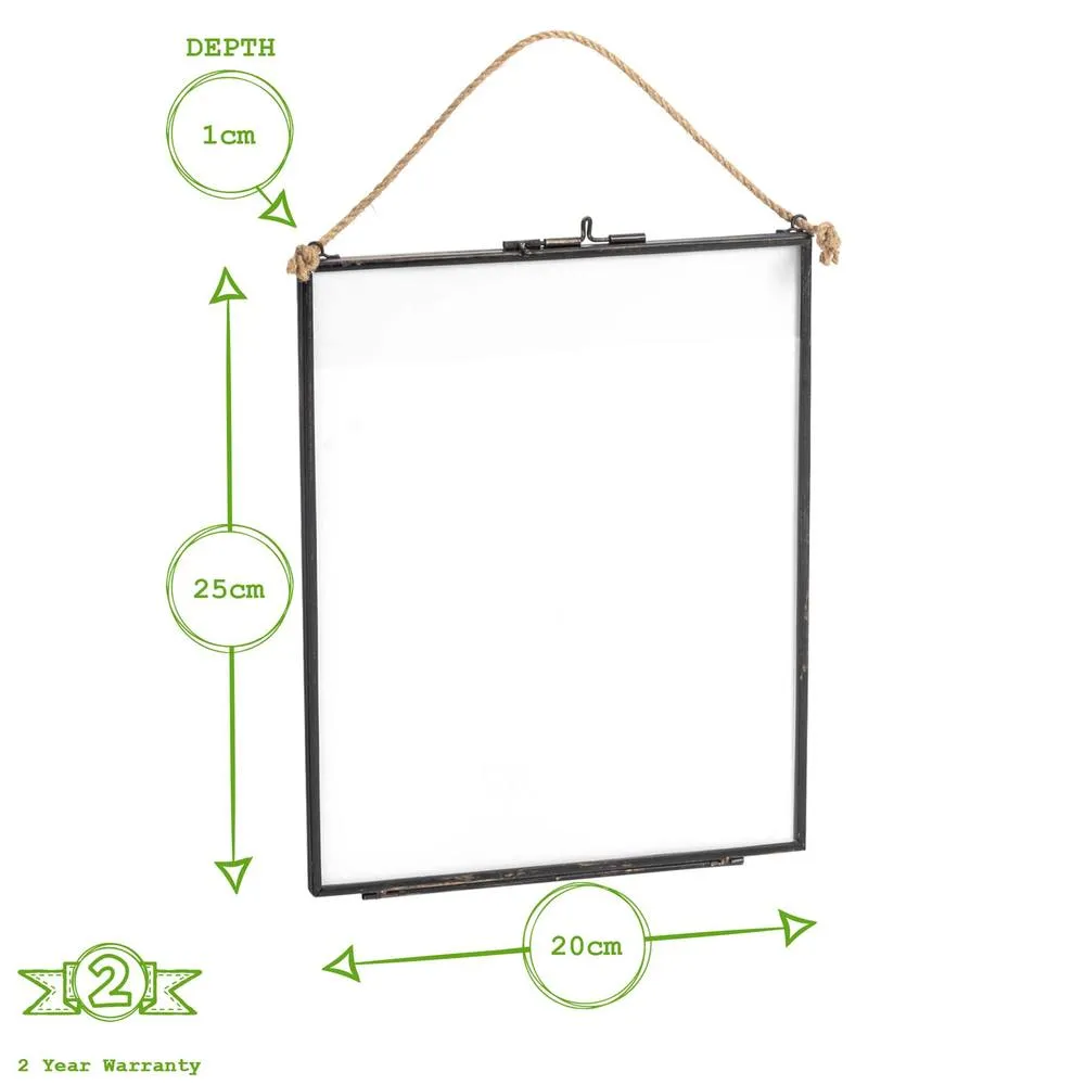 Nicola Spring 3pc Hanging Metal Photo Frames Gallery Set - Black - Picture Frame Wall Mounted Frame with Rope 5