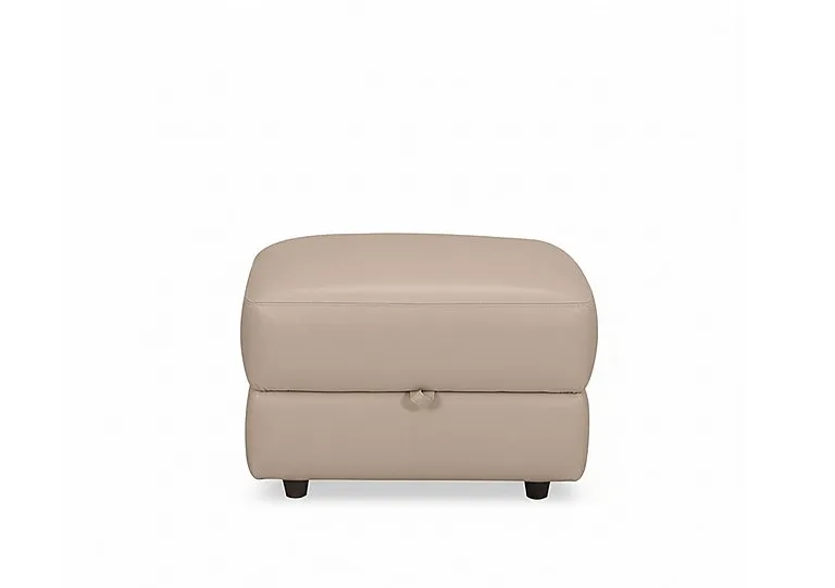 Nest Small NC Leather Storage Footstool - NC Pebble