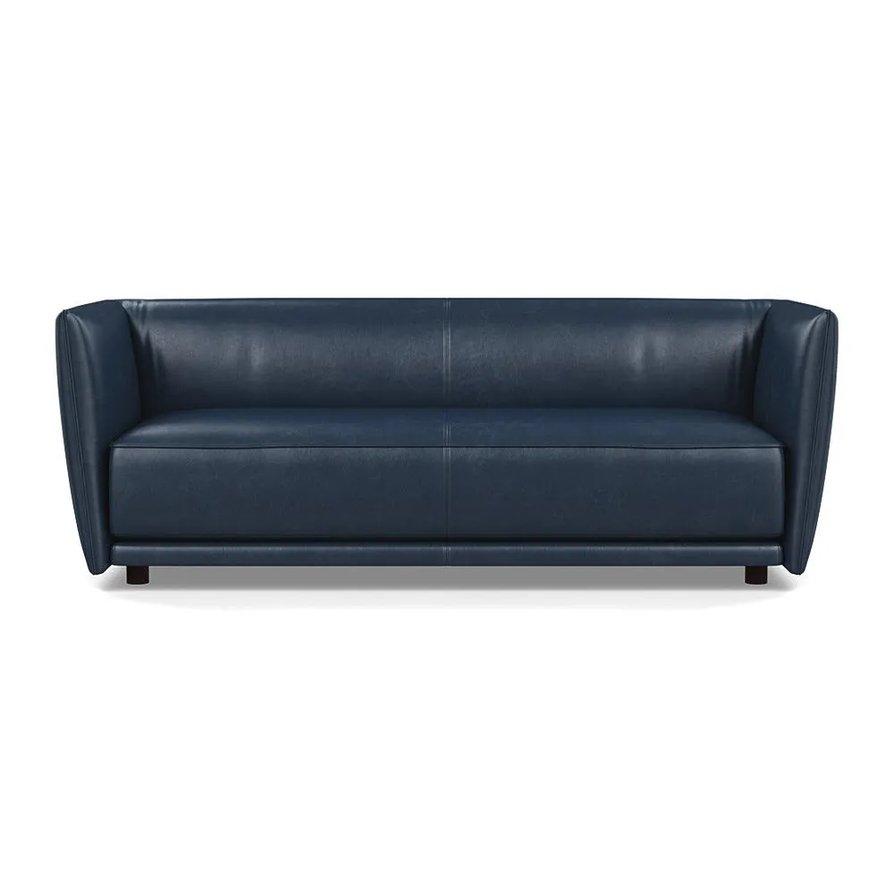 Heal's Valley 3 Seater Sofa Stonewash Navy Blue Walnut Stain Feet 1