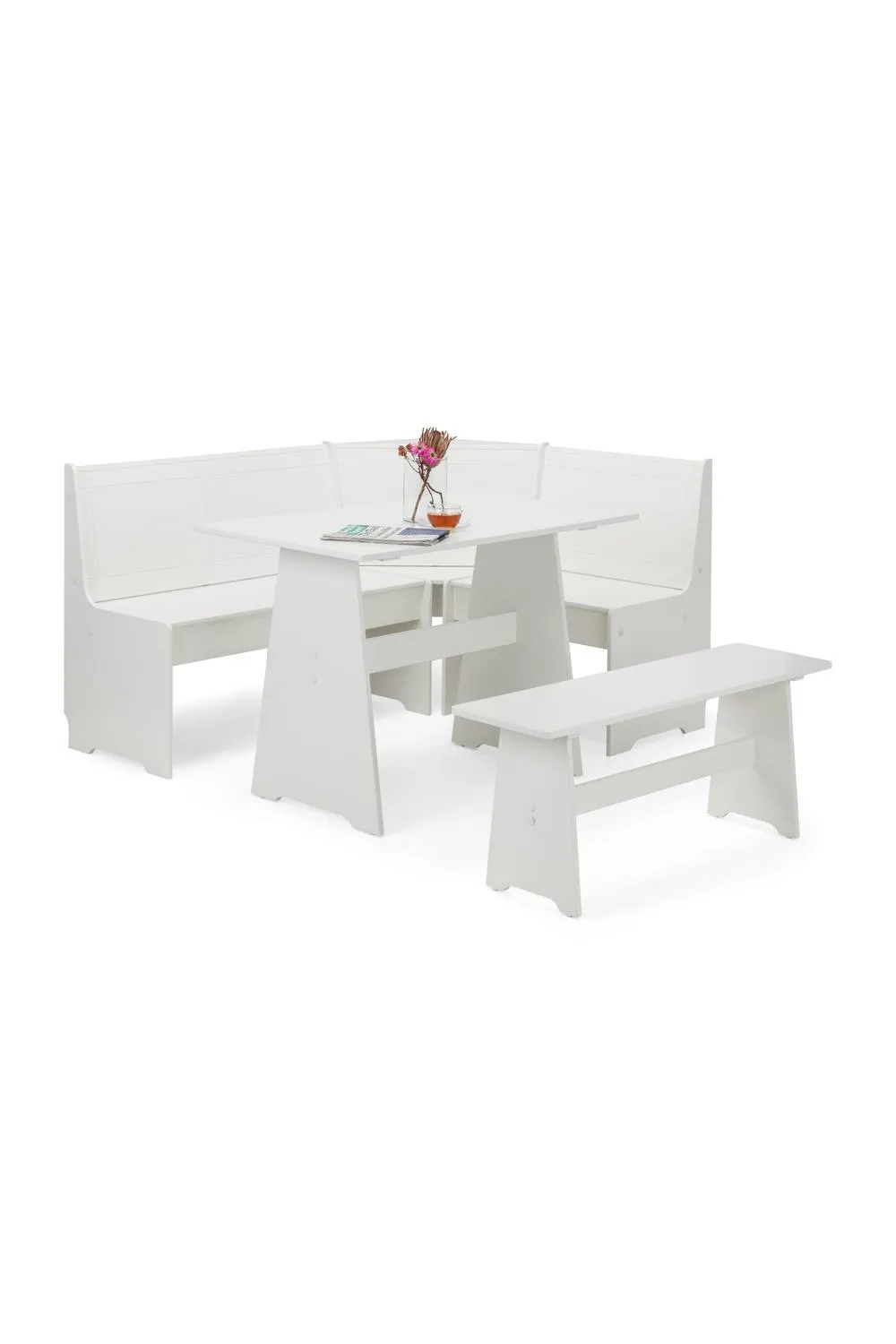 Julian Bowen Newport Corner 5 Seater Dining Set with Storage Bench in White 4