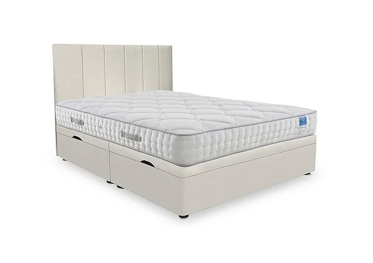 Memory Luxe Side Lift Ottoman Divan Set - Super King - Plush Ecru