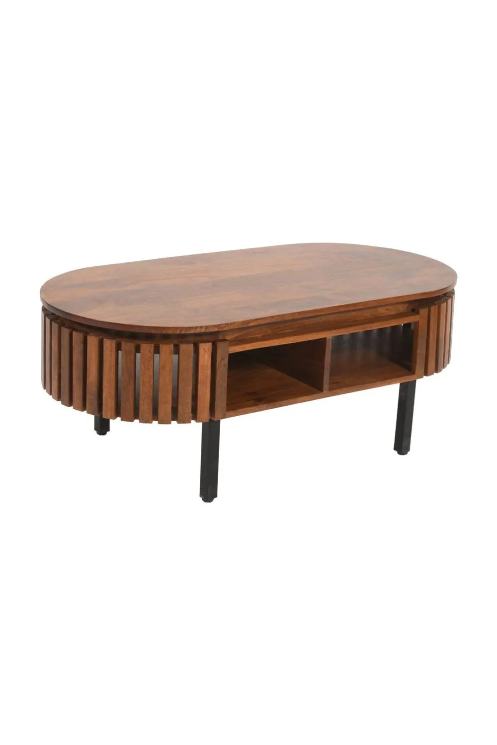 IH Design Tackley Mango Wood Rectangular Coffee Table Metal Legs in Brown 3