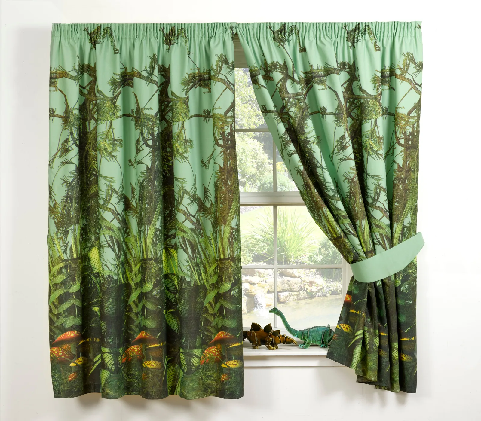 Rapport Home T-Rex Window Polycotton Eyelet Curtains (168 x 183 cm) in Green 2