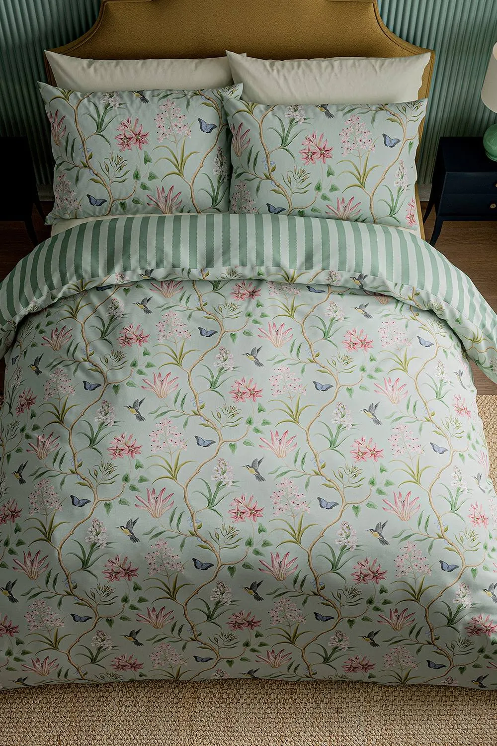 Sanderson 'Clementine' Cotton Duvet Cover Set in Aqua 4