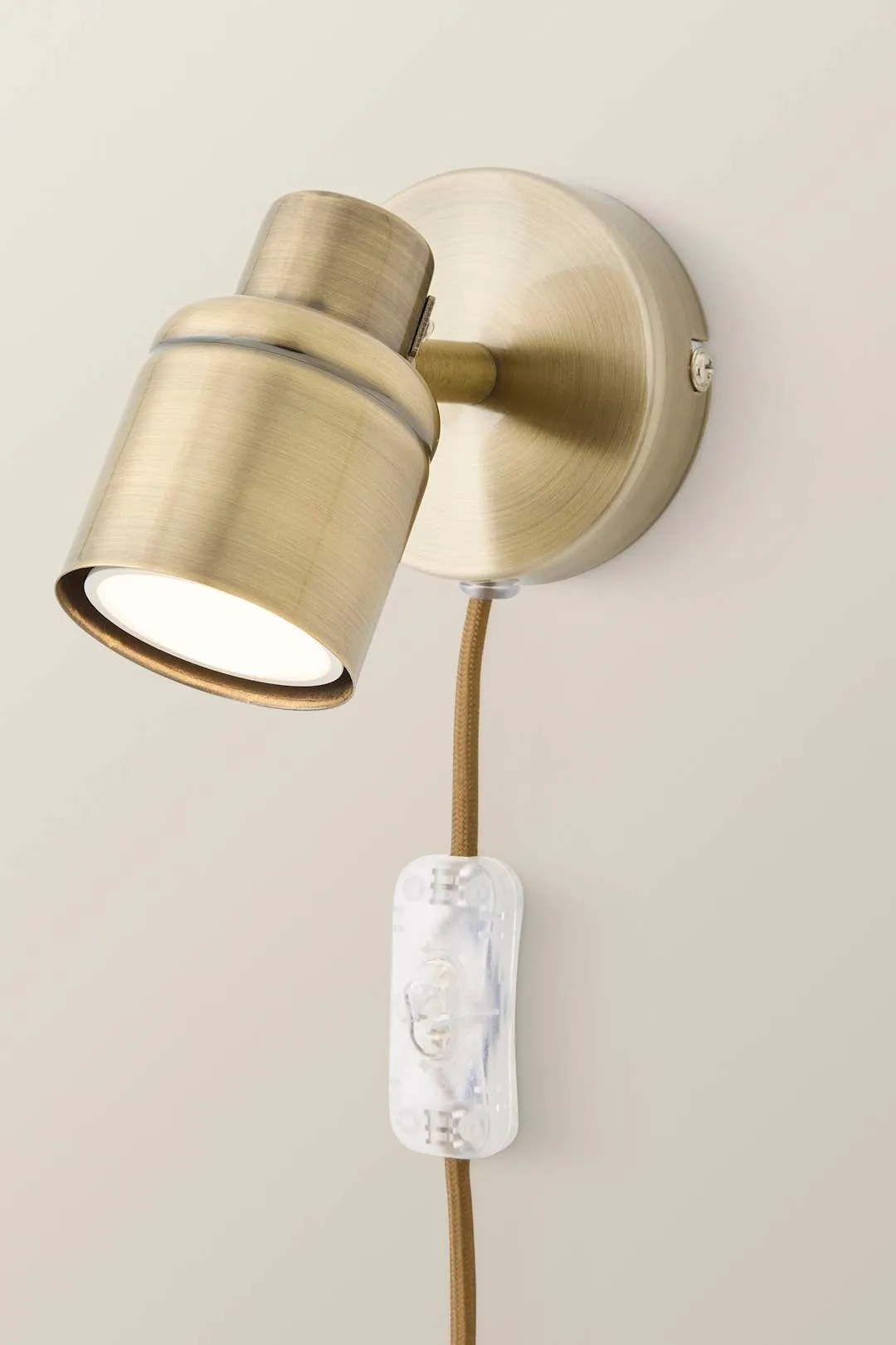 ValueLights Benton Single Adjustable Plug In Spotlight Wall Light in Gold 3
