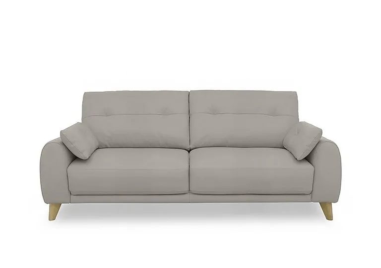 Malmo Leather 3 Seater Sofa - Silver Grey