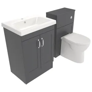 Deccado Padworth Charcoal Grey 600mm Freestanding Vanity & 500mm Toilet Pan Unit with Basin Modular Combination 2