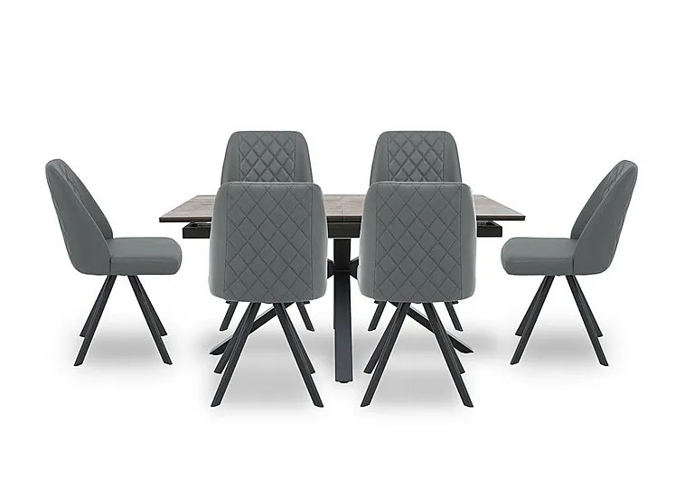 Jupiter Pop Up Extending Dining Table and 6 Swivel Chairs - Grey
