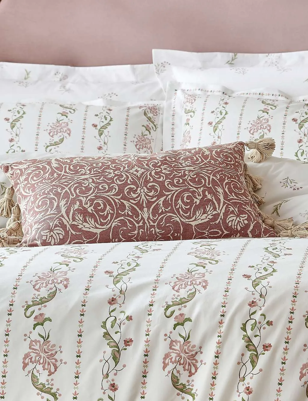 Historic Royal Palaces Pure Cotton Kensington Cushion Pink Mix