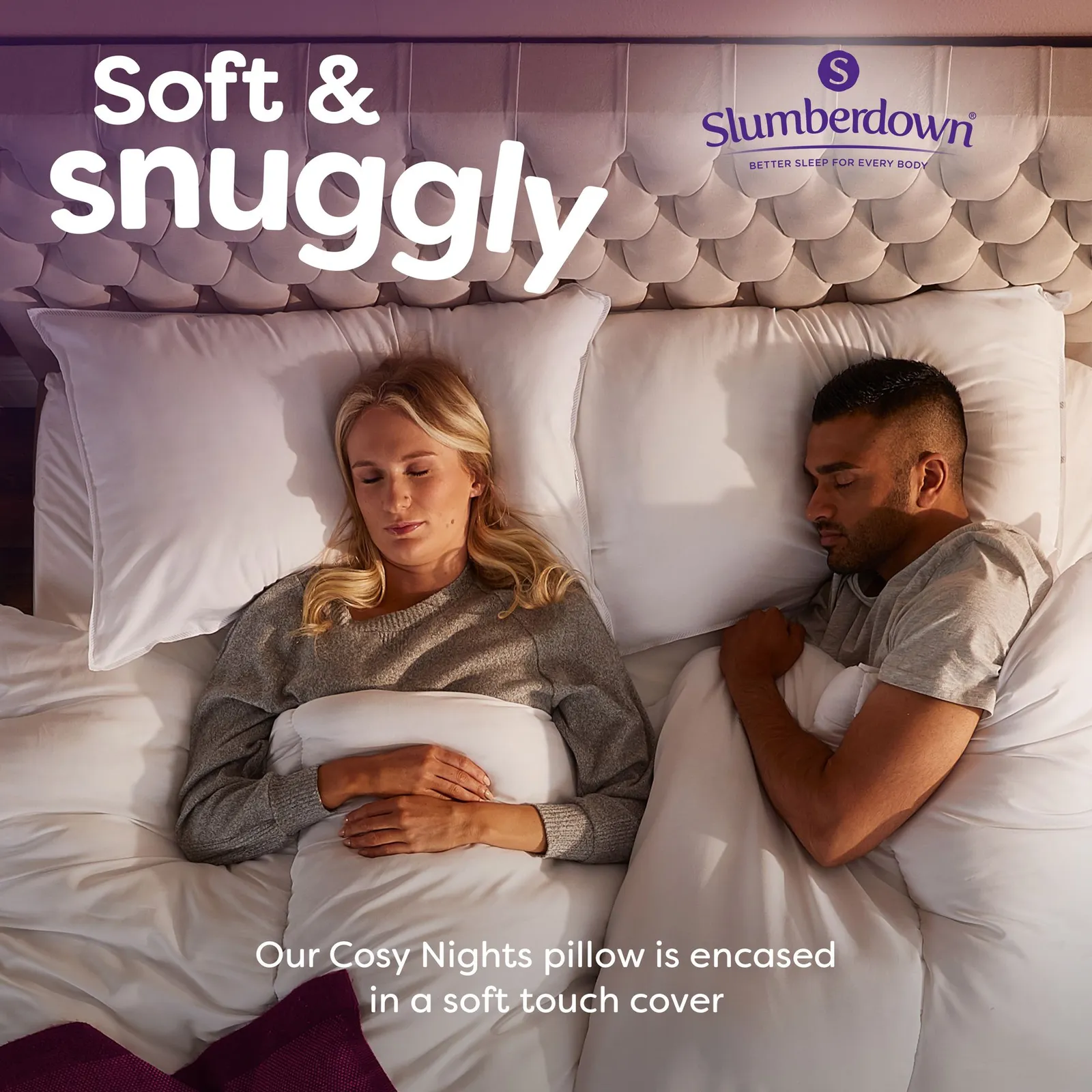 Slumberdown 2 Pack Cosy Nights Firm Support Side Sleeper Pillows in White 4