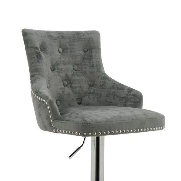 Selena Adjustable Height Swivel Bar Stool, Velvet 5