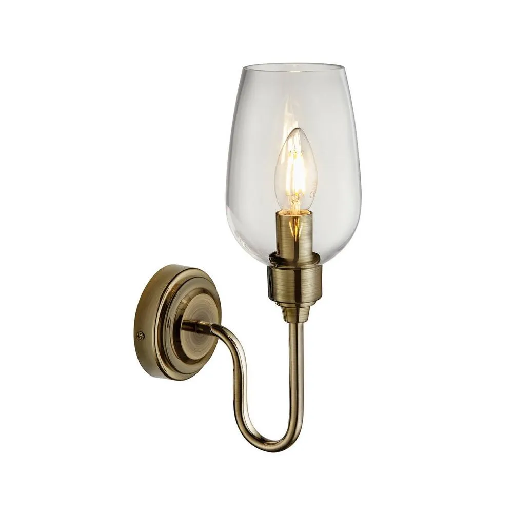 Netlighting Livorno Batten Antique Brass Plate Clear Glass in Bronze