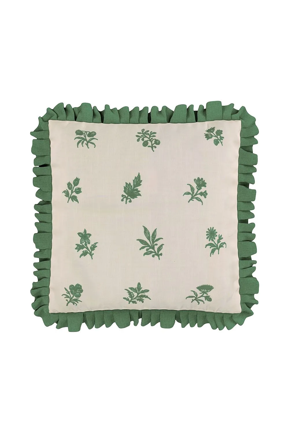 V&A 'Verdant Bouquet' Cotton Cushion in Green