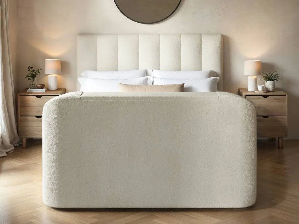 Flair Megane Boucle Side Lift TV Ottoman Bed in Cream 4