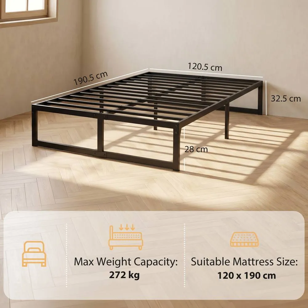 HOMCOM 4ft Small Bed Frame with Underbed Storage, Noise-Free, Black 3