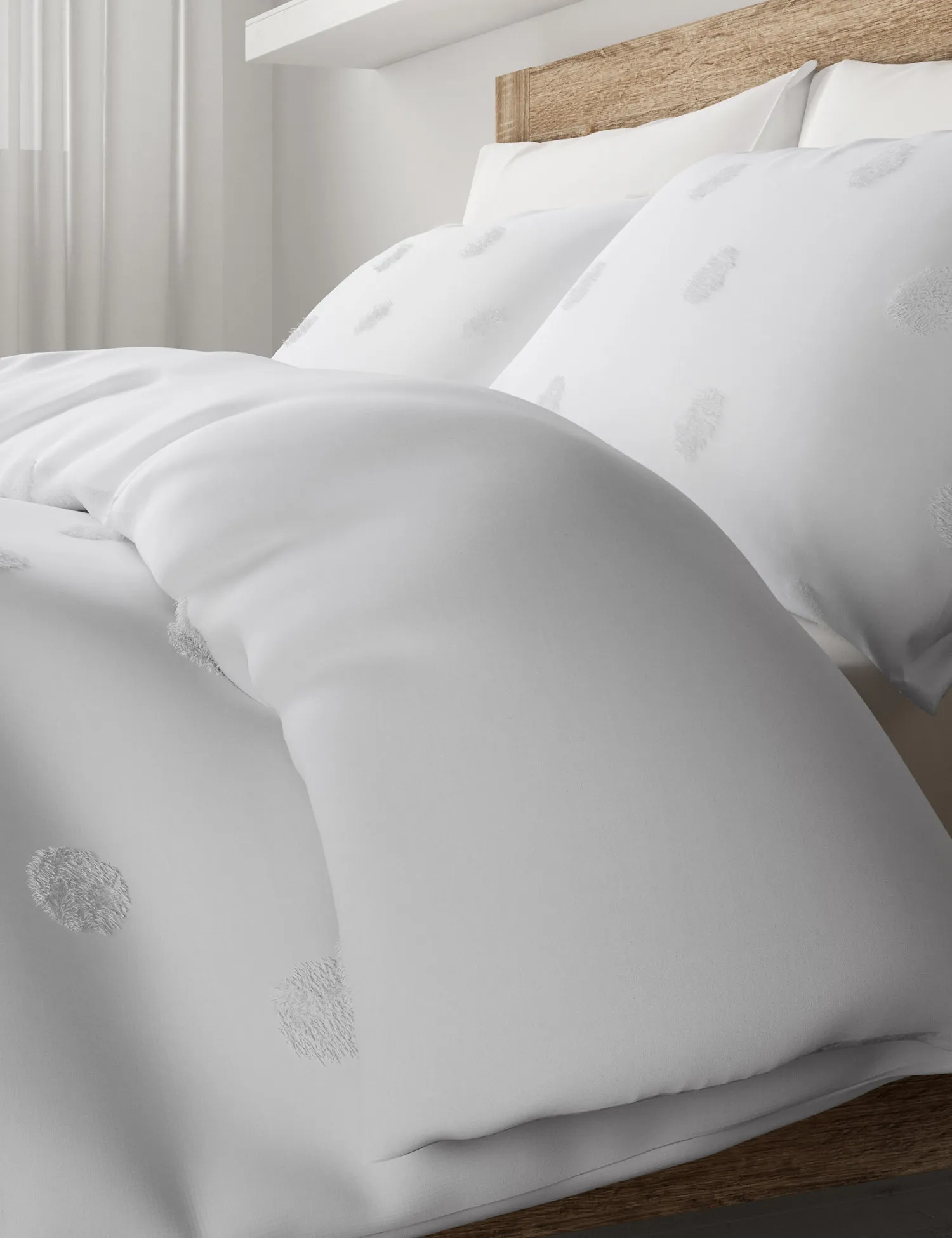 M&S Pure Cotton Spotty Textured Bedding Set