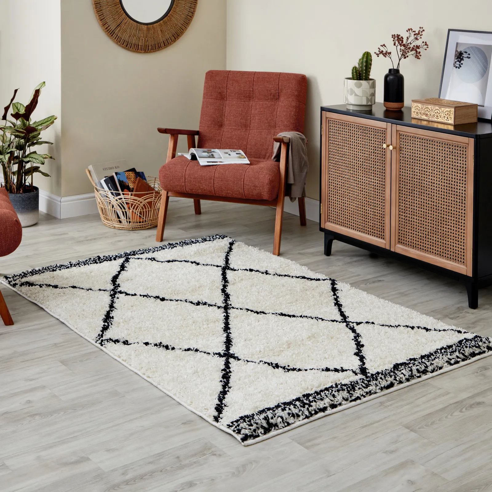 Berber Monochrome Rug Black and white