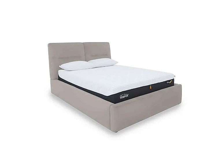 Stark Leather Manual Ottoman Bed Frame - Super King - Silver Grey