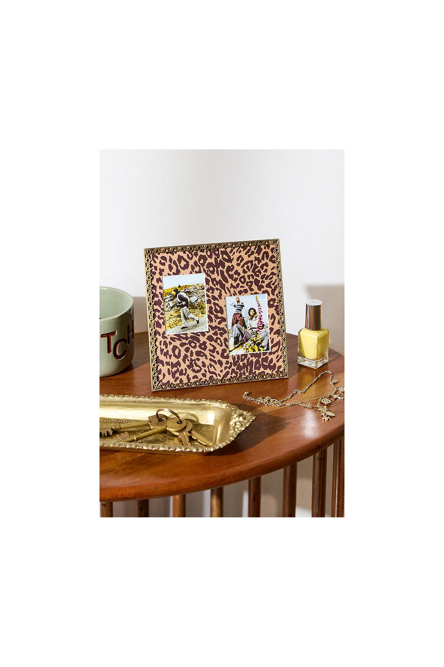 Leopard Print Square Double Photo Frame - Brown ALL