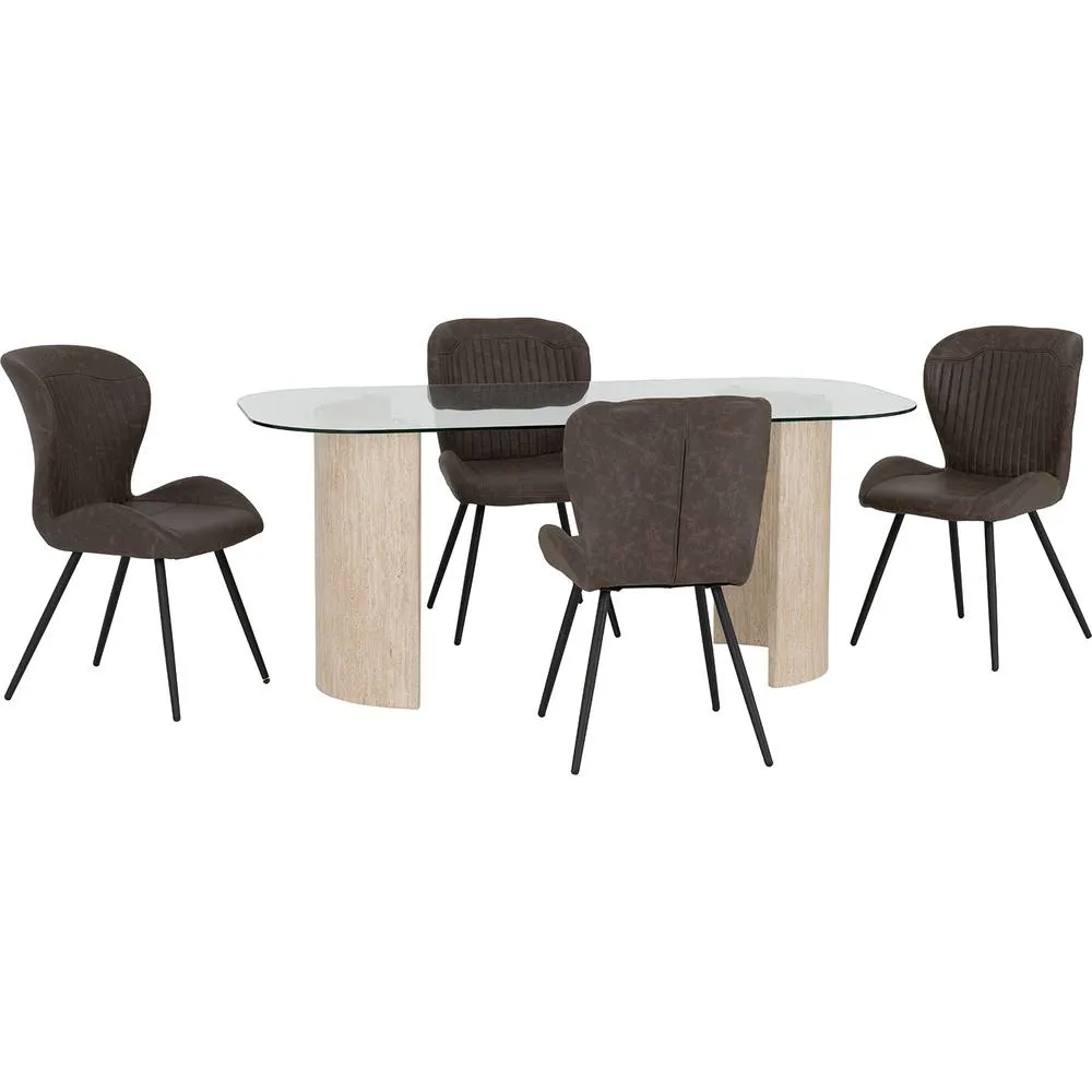 Seconique Modena Dining Set with Quebec Chairs in Brown 2