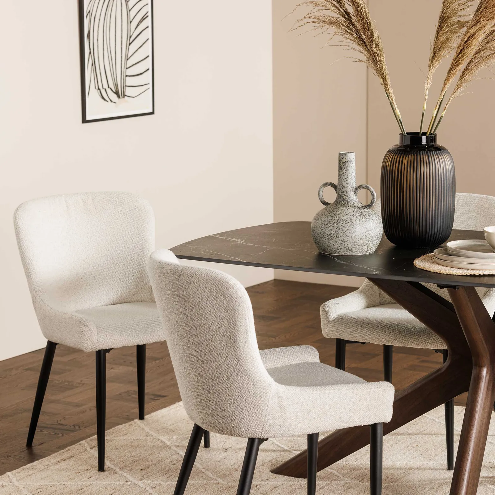 Timmins Dining Chair, Neutral Boucle | Barker & Stonehouse 2