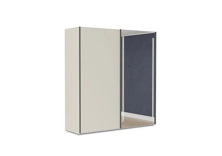 Instinct 200cm 2 Door Sliding Wardrobe with 1 Matt Finish Door and 1 Mirror Door with LED Lighting - Bedroom Furniture - In Time for Christmas