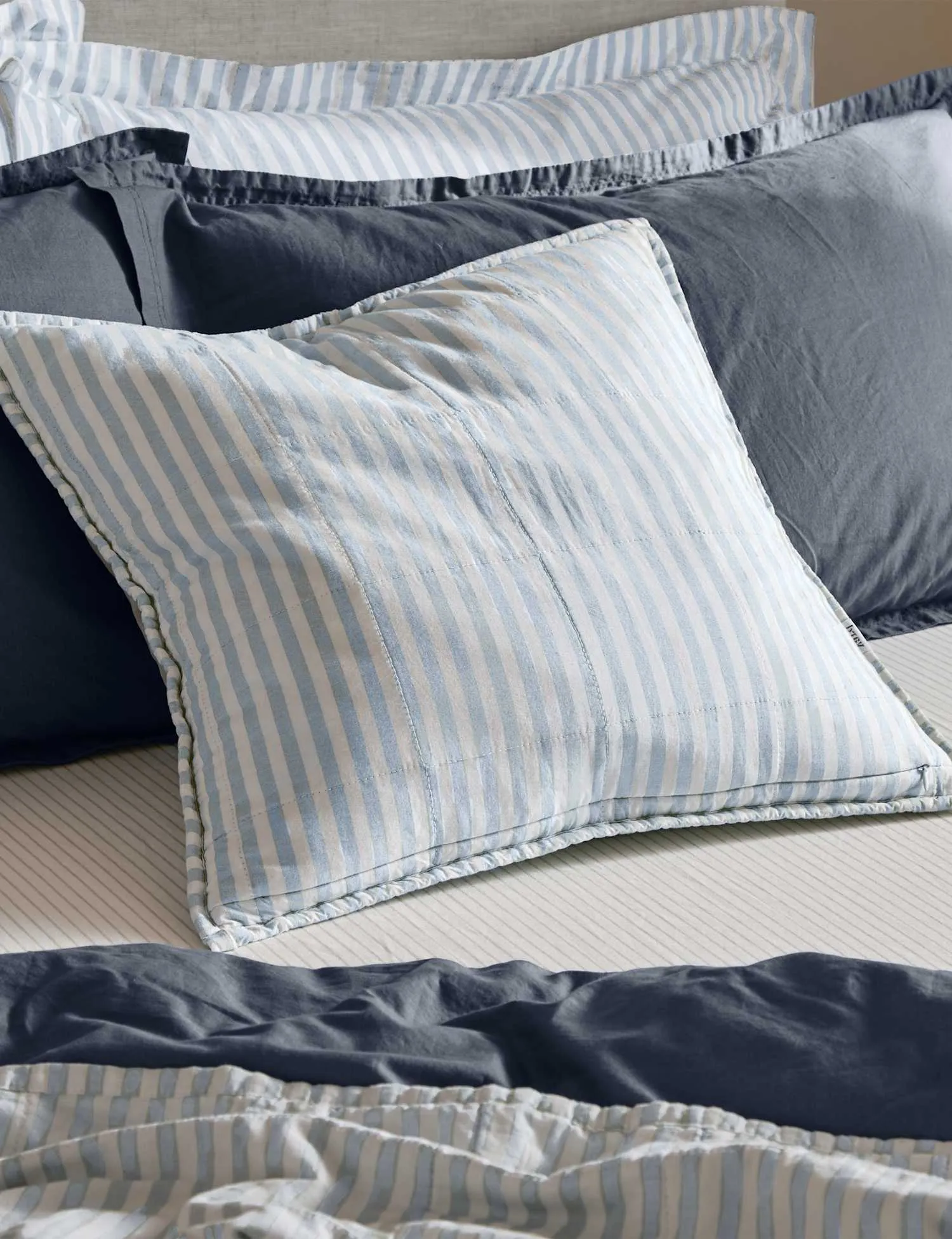 YARD Hebden Striped Cotton Cushion Blue Mix