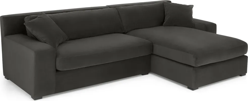 Delaney Right Hand Facing Chaise End Corner Sofa, Dark Pewter Velvet