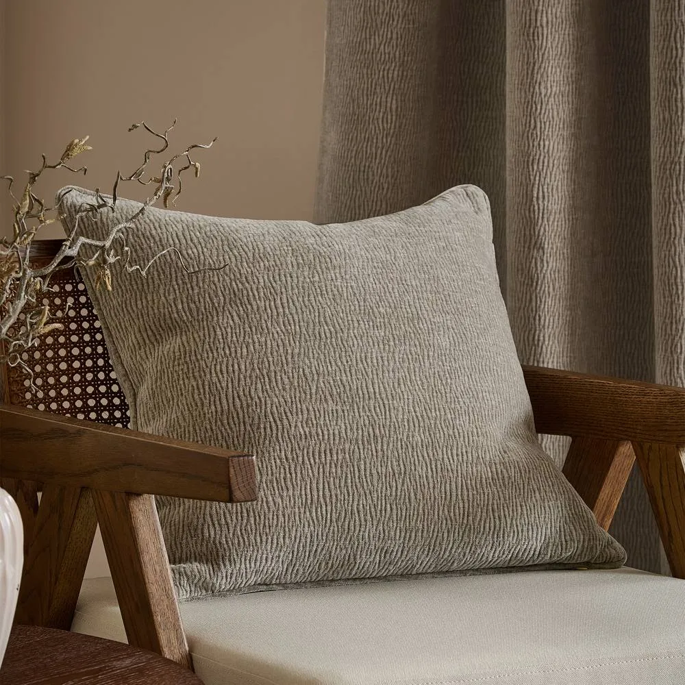 Yard Heath Washed Velvet Textured Cushion Greige 50 X 50Cm, Cream