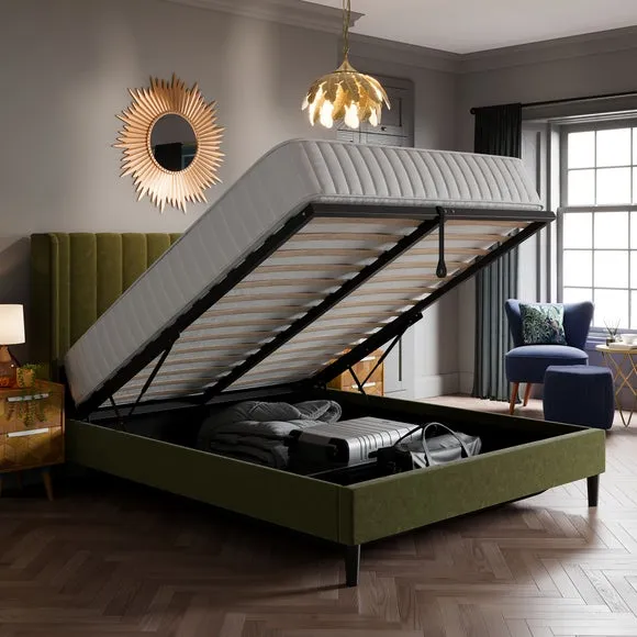 Alara Pleated Ottoman Bed Frame, Velvet 2