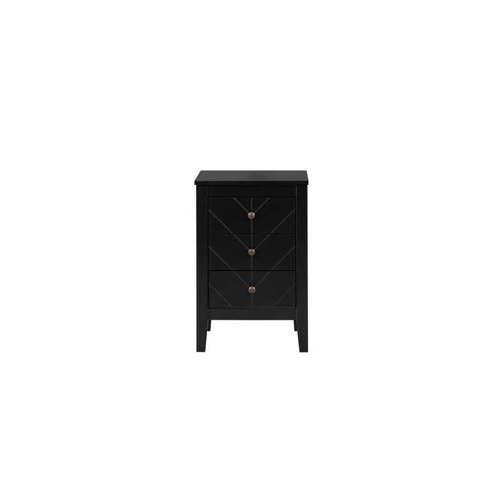 Birlea Pair of Emerson 3 Drawer Bedside Cabinet Chest Table Black 6