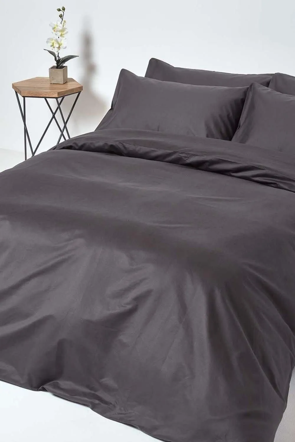 Homescapes Egyptian Cotton Flat Sheet 1000 Thread Count in Charcoal 4