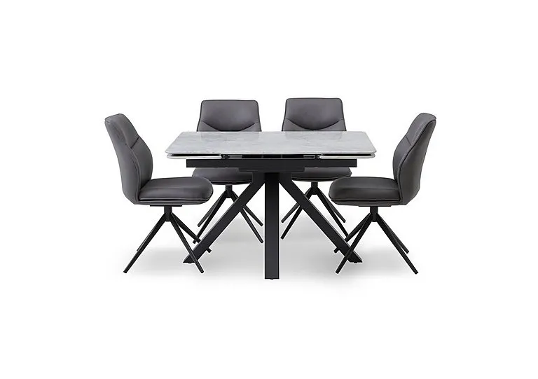 Bastille Draw Leaf Extending Dining Table and 4 Faux Leather Swivel Chairs