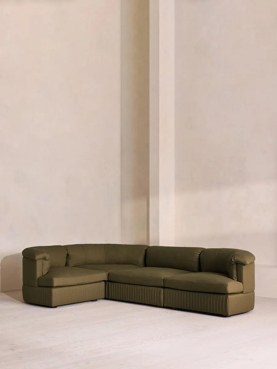 Oona Deep Sit Modular Sofa, L-Shape Sofa, Linen, Olive