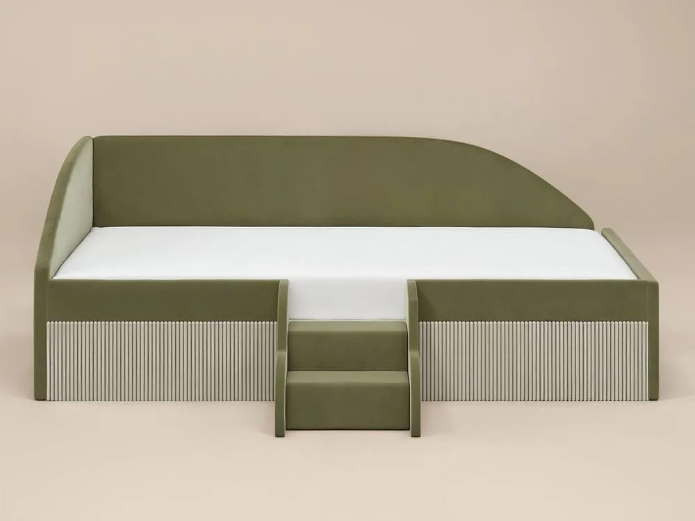 Flair Aviana Velvet Low Sleeper Bed with Beige Cord in Green 5