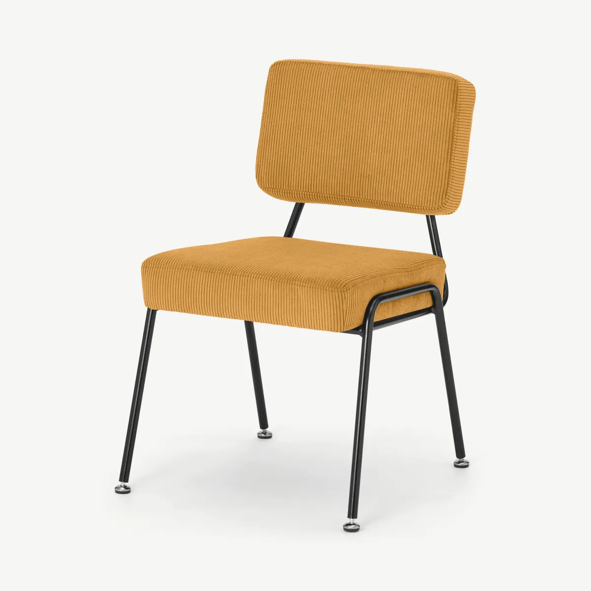 Knox Dining Chair, Mustard Corduroy Velvet with Black Legs