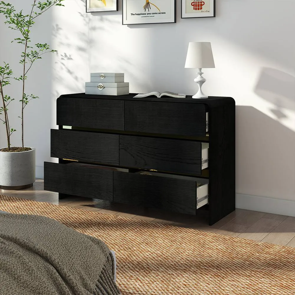 Melody Maison Black 6 Drawer Chest Of Drawers - Meridian Black Range 6