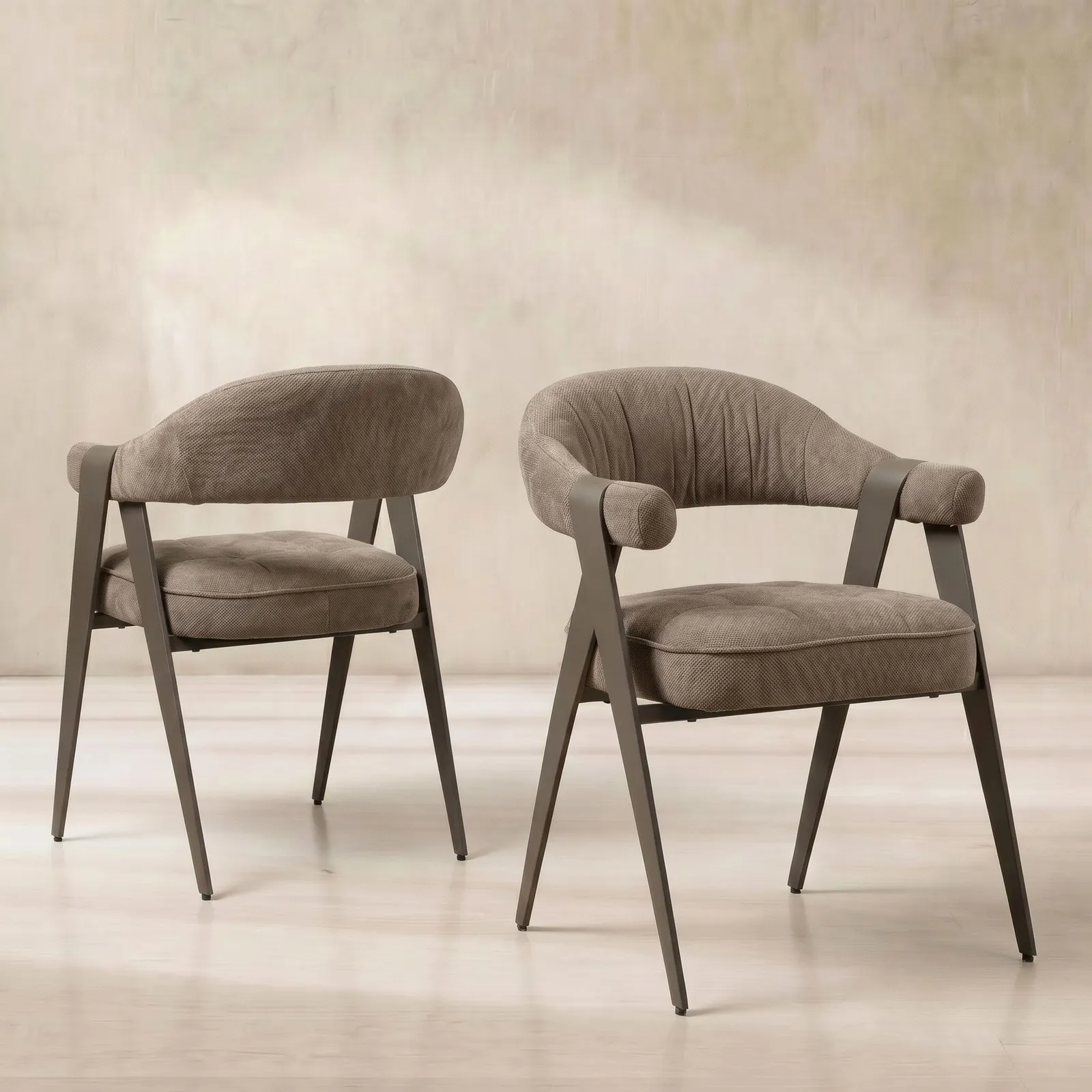 Abraham Dining Chair With Arms, Neutral Fabric | Barker & Stonehouse