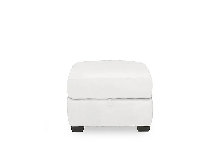 Compact Collection Titch Leather Storage Footstool - BV Star White