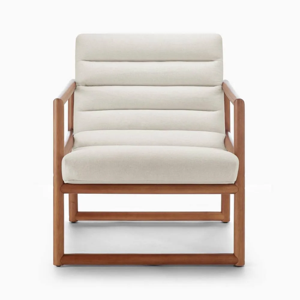 FurnitureboxUK Cassia Beige Fabric Mid Century Modern Accent Chair 6