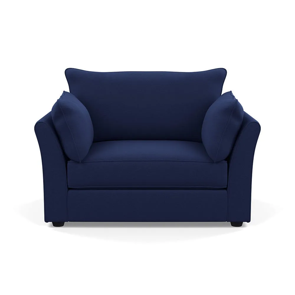 Heal's Tailor Loveseat Melton Wool New Navy Black Beech Feet