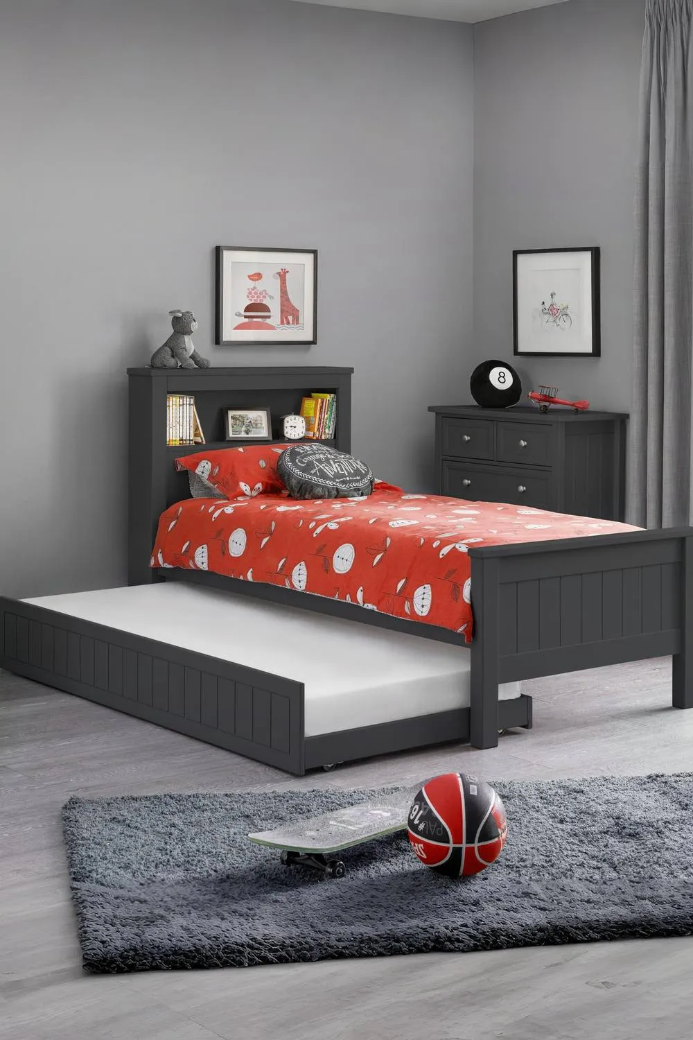 Julian Bowen Maine Bookcase Bed with Underbed Trundle in Black