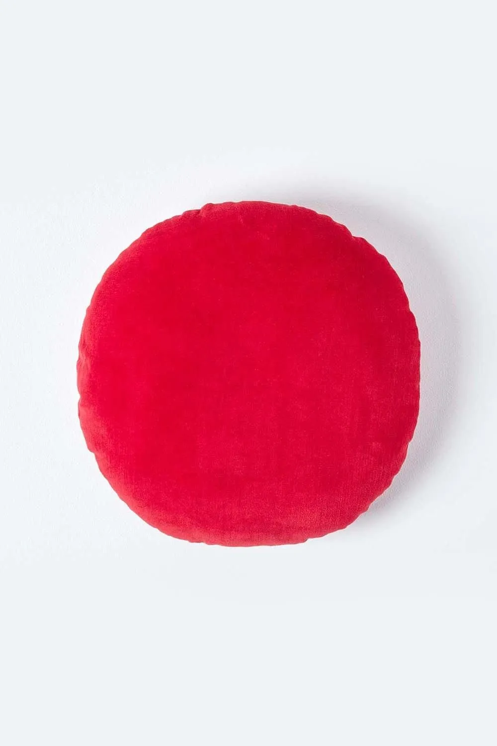 Homescapes Velvet Cushion, 40 cm Round in Red