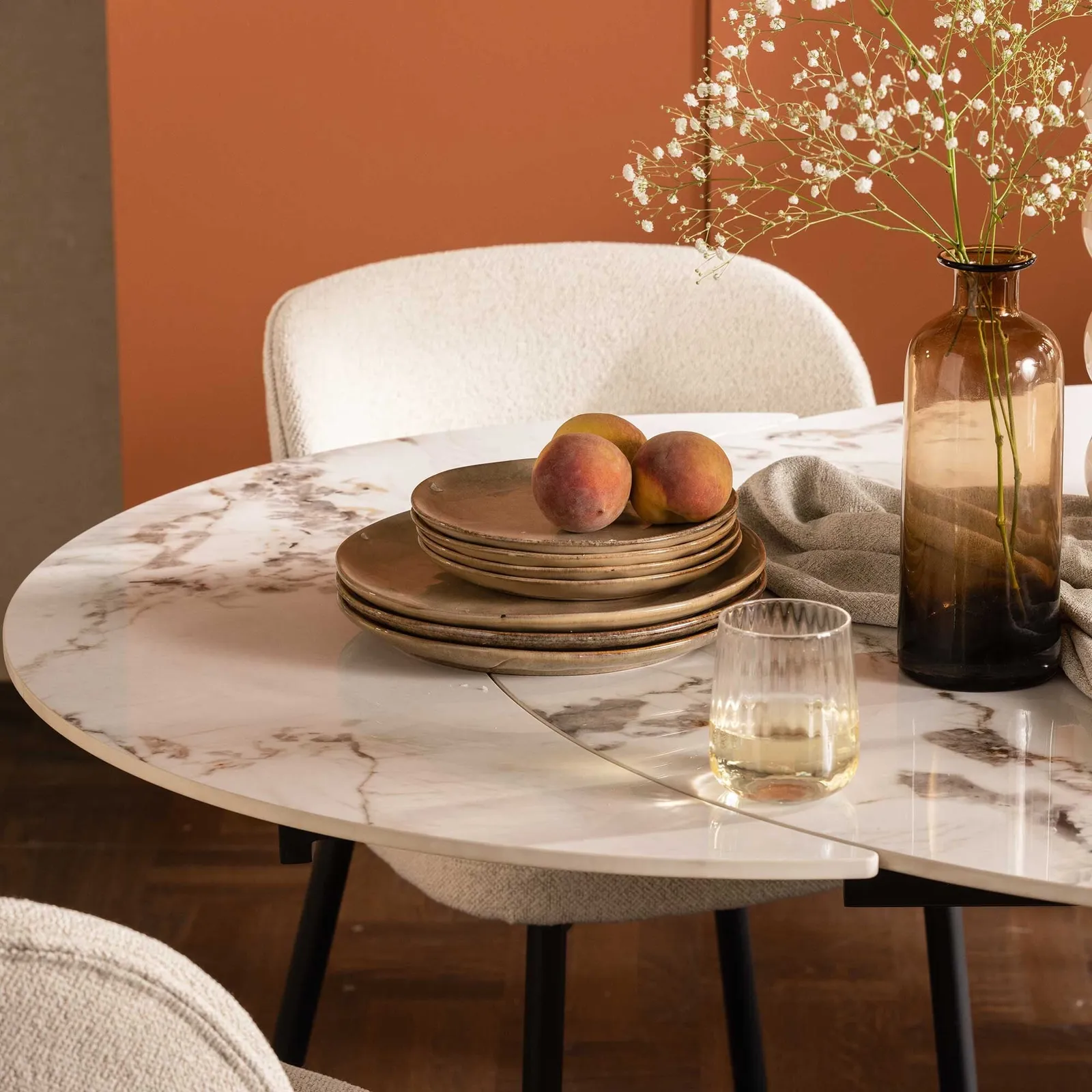 Mendal 120Cm Extending Dining Table, Round, White Ceramic | Barker & Stonehouse 3